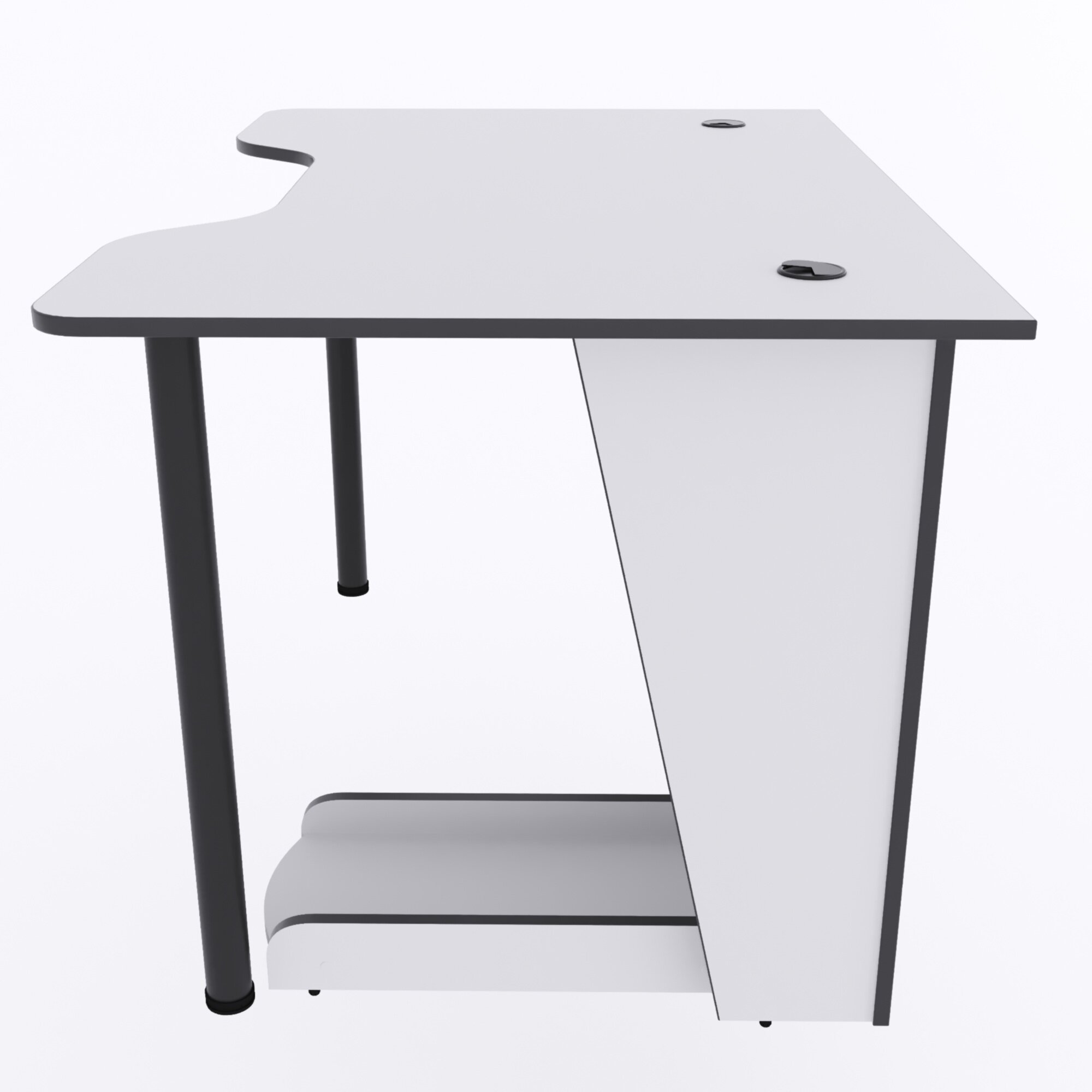Игровой компьютерный стол "Лакер" c подставкой для ПК, 120x80x75 см, белый с чёрной кромкой - фотография № 5