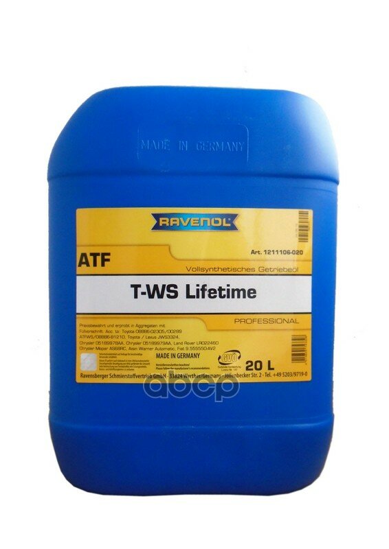 Ravenol^4014835743328   Ravenol Atf T-Ws Lifetime (20) Ravenol . 4014835743328