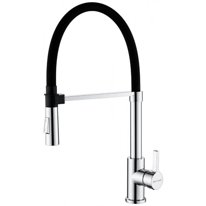 Смеситель для кухни Paulmark Halt Ha214021-CR с гибким изливом, хром/черный