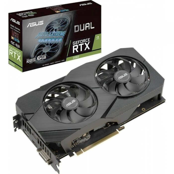 Видеокарта ASUS DUAL-RTX2060-6G-EVO // RTX2060,DVI,HDMI*2,DP,6G,D6 ; 90YV0CH4-M0NA00