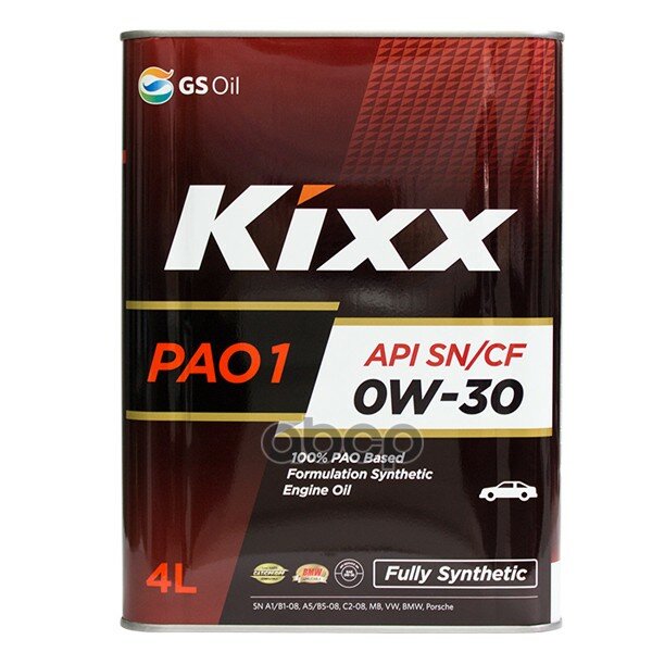 KIXX Масло Моторное Kixx Pao 1 0w-30 Api Sn, Acea A5/B5/C2 4л L208144te1