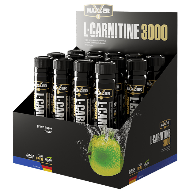L-Carnitine Shots 3000 mg (Л-Карнитин 3000 мг) 14 ампул по 25 мл (Maxler)