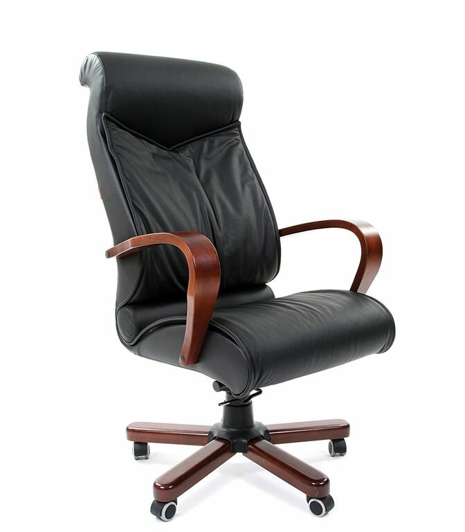 Компьютерное кресло для руководителя Chairman 420 WD Натуральная кожа черного цвета
