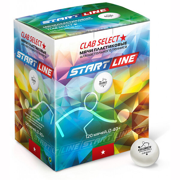 Мячи для настольного тенниса Start Line 1* Club Select 40+ Plastic Box x120 White 311209