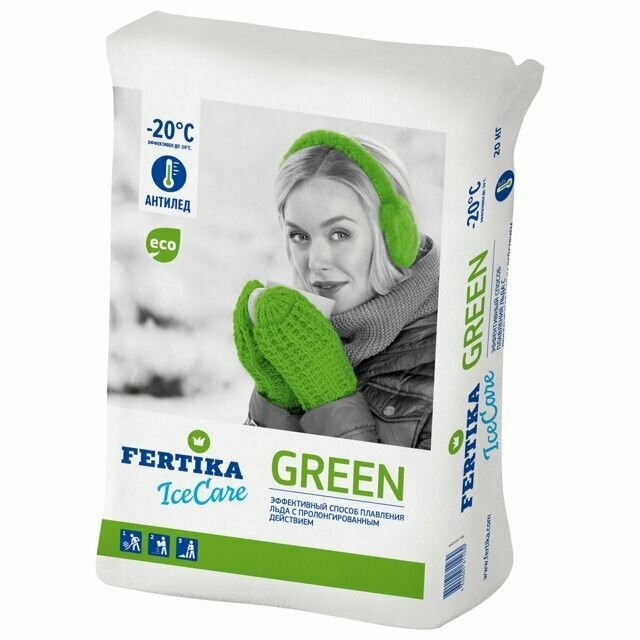 Противогололедный реагент FERTIKA IceCare Green 40 кг мешок - фотография № 1
