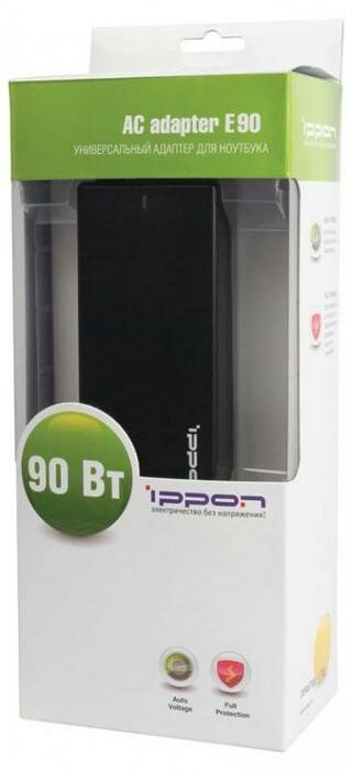 Адаптер для ноутбука Ippon E90, 90Вт, универсальный, черный
