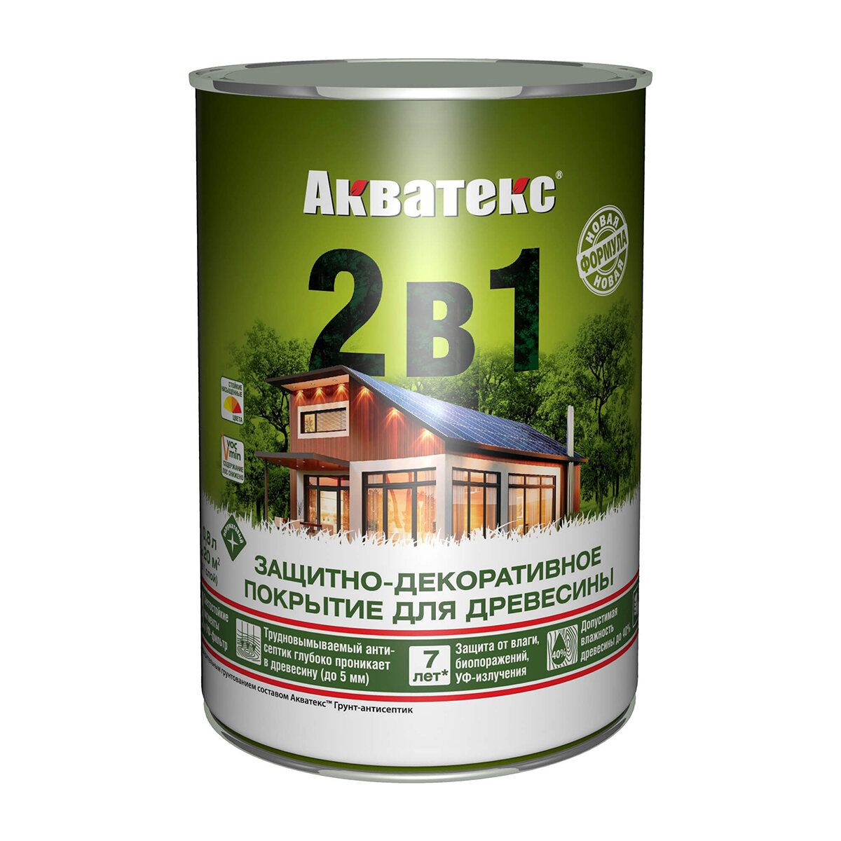 Защитно-декоративное покрытие для дерева Акватекс 2 в 1, полуматовое, 0,8 л, дуб