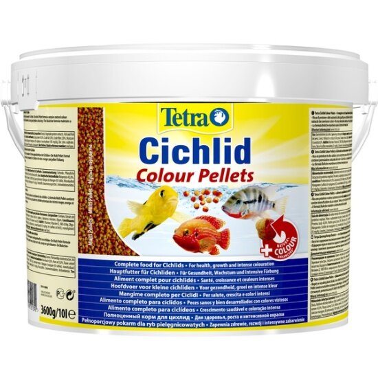 Корм основной для цихлид TETRA Cichlid Colour 10 литров, шарики