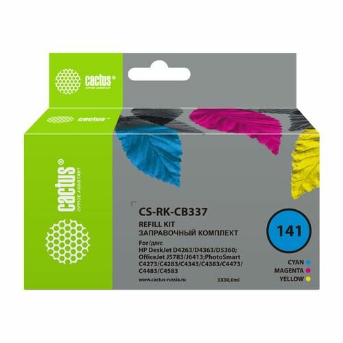 Заправка Cactus CS-RK-CB337 для HP DeskJet D4263/D4363/D5360 OfficeJet J5783/J6413 3x30мл цветной