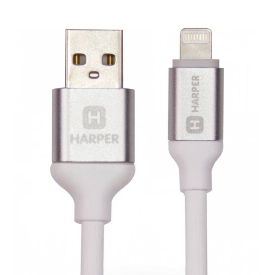 Harper Силиконовый Кабель для зарядки и синхронизации USB - Lightning, SCH-530 white 1м, способны заряжать устройства до 2х ампер