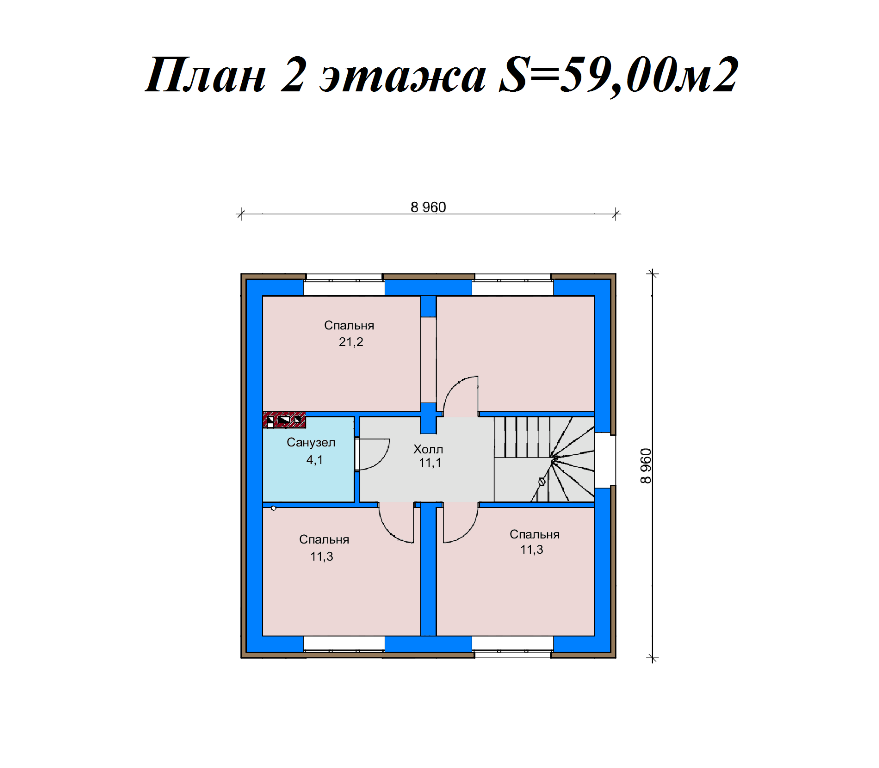 Проект жилого дома SD-proekt 15-0004 (120,1 м2, 8,96*8,96 м, керамический блок 380 мм, облицовочный кирпич) - фотография № 6