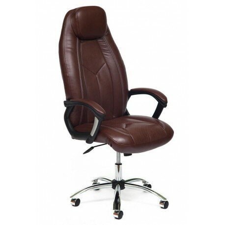 Кресло BOSS люкс (хром), коричневый блестящий