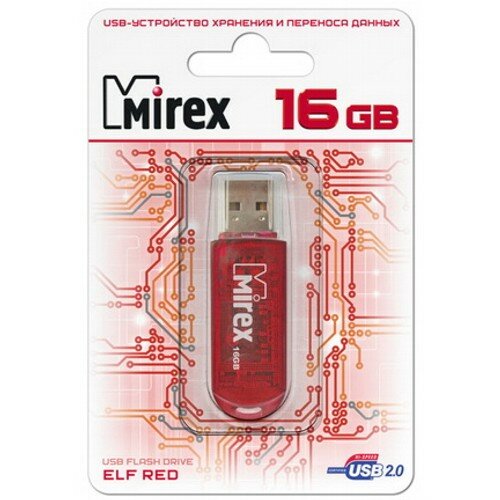 Флешка Mirex Elf Red 16 Гб usb 2.0 Flash Drive - красный