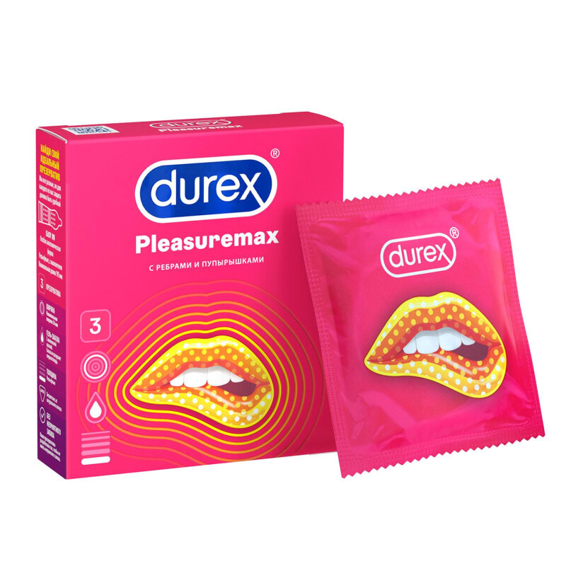 Презерватив Durex Pleasuremax с ребрами и точками, 3 шт/уп