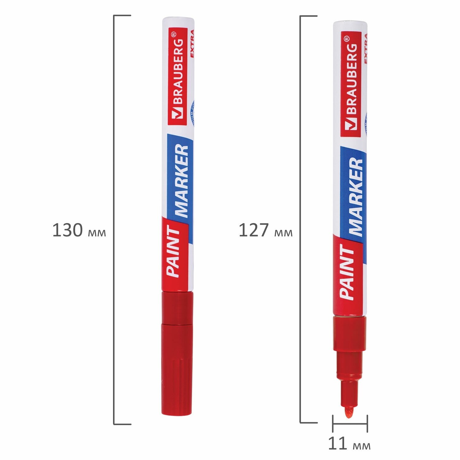 Маркер-краска лаковый Brauberg Extra paint marker, 2 мм, красный, усиленная нитро-основа (151969) - фотография № 12