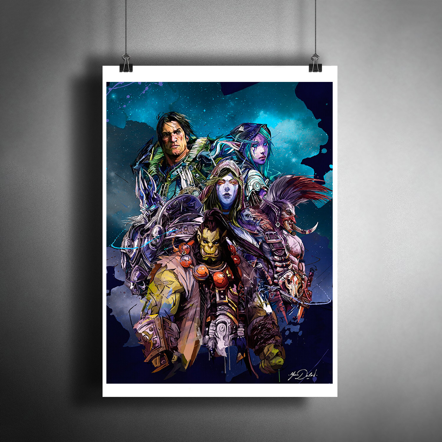 Постер плакат для интерьера Игра WOW. Герои World of Warcraft / Декор спальни гостинной. Подарок другу. A3 (297 x 420 мм)