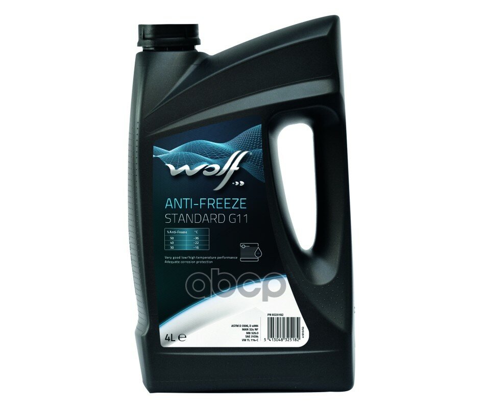 Wolf Anti-Freeze Standard G11 -36c Антифриз Синий Концентрат 4л Wolf арт. 8325182