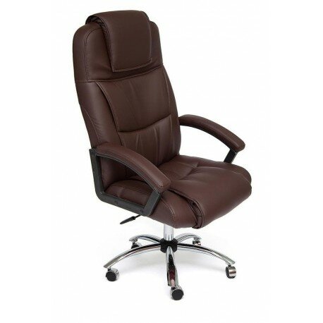 Кресло офисное BERGAMO (хром) экокожа, коричневый