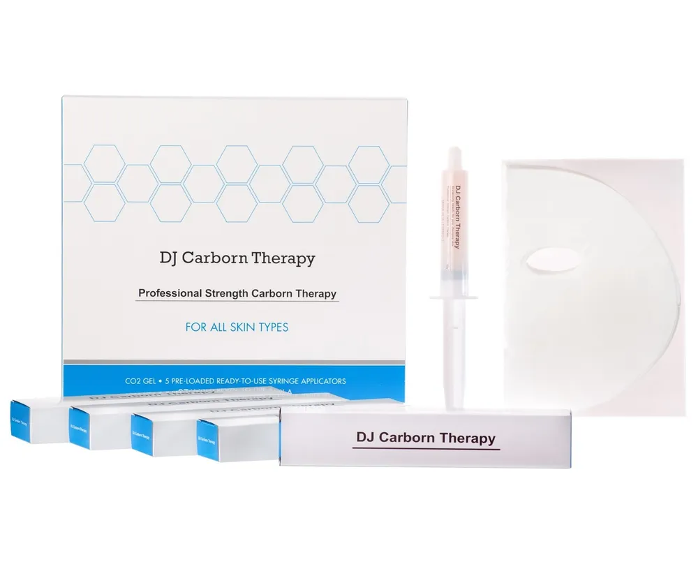 Карбокситерапия. Комплект геля и масок для лица и шеи DJ Carborn Therapy Professional Strength CO2 Gel Mask, 25 мл * 5 шт.