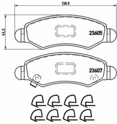 Колодки тормозные дисковые передние Opel Agila 00>07 Suzuki Ignis I/Ignis II/Wagon R+ 00>04 Subaru Justy III 03> BREMBO P79015