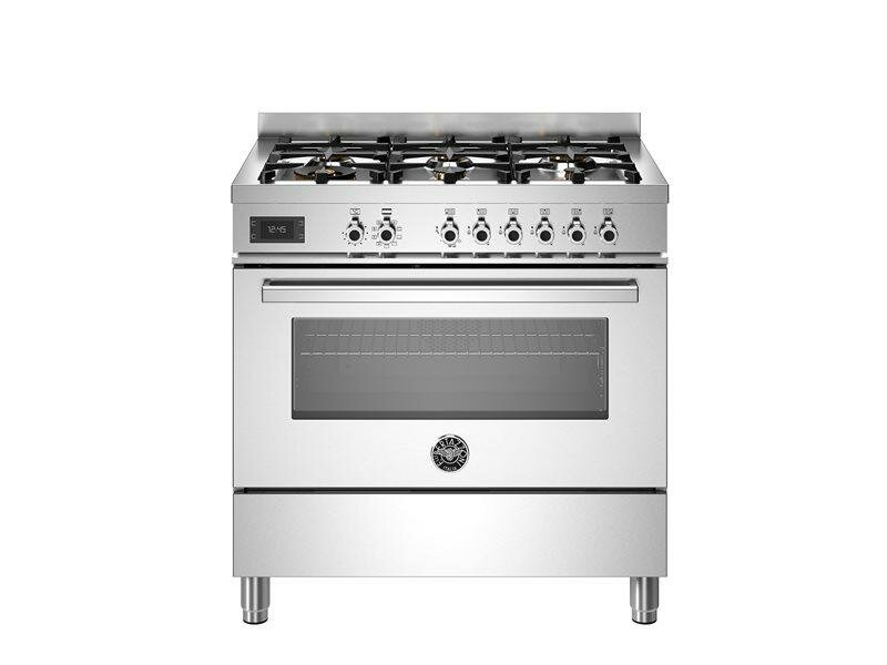 PRO96L1EXT Варочный центр Bertazzoni, 6 газовых конфорок и многофункциональный электрический шкаф, 90 см Нержавеющая сталь - фотография № 1