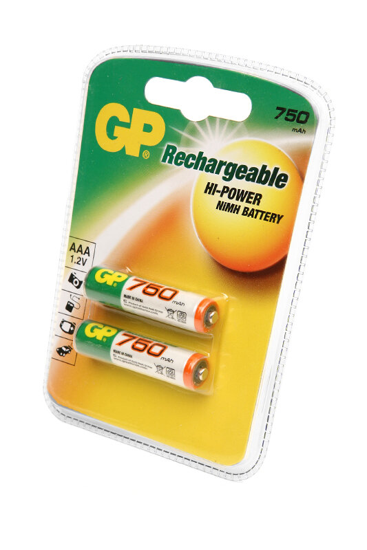 GP Аккумулятор GP Ni-MH AAA 750mAh BL2, 2шт (75AAAHC-2CR)