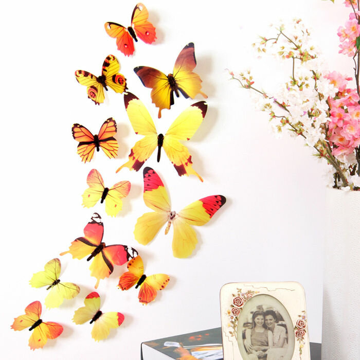 Набор 3D бабочек для декорирования помещений (12 шт.)