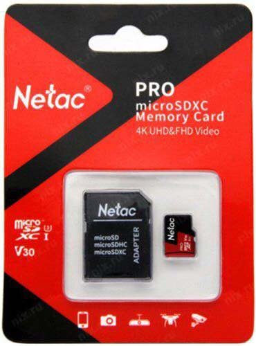 Карта памяти 32Gb MicroSD Netac P500 Extreme Pro + SD адаптер (NT02P500PRO-032G-R), retail