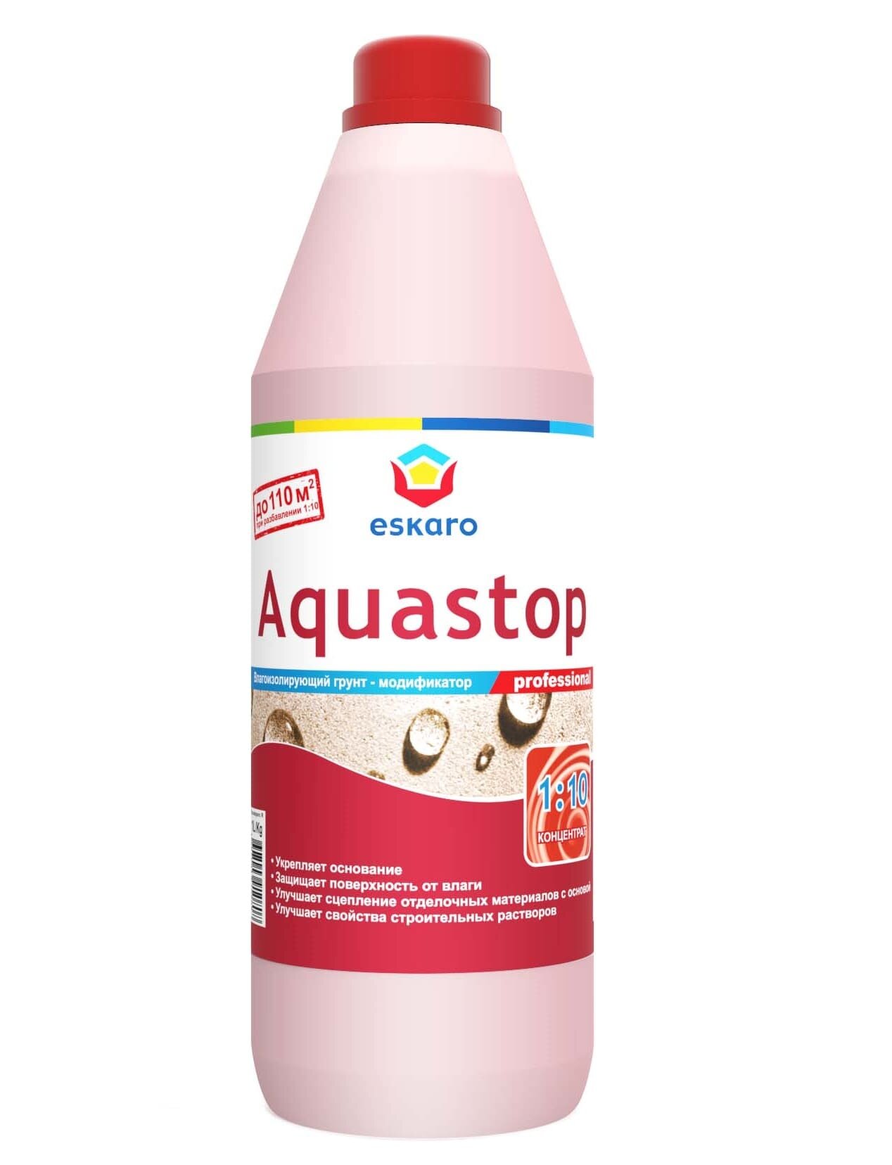 фото Проф. влагоизол. конц. 1:10 Eskaro Aquastop Prof 1л (упак. 6шт.) (розовый)
