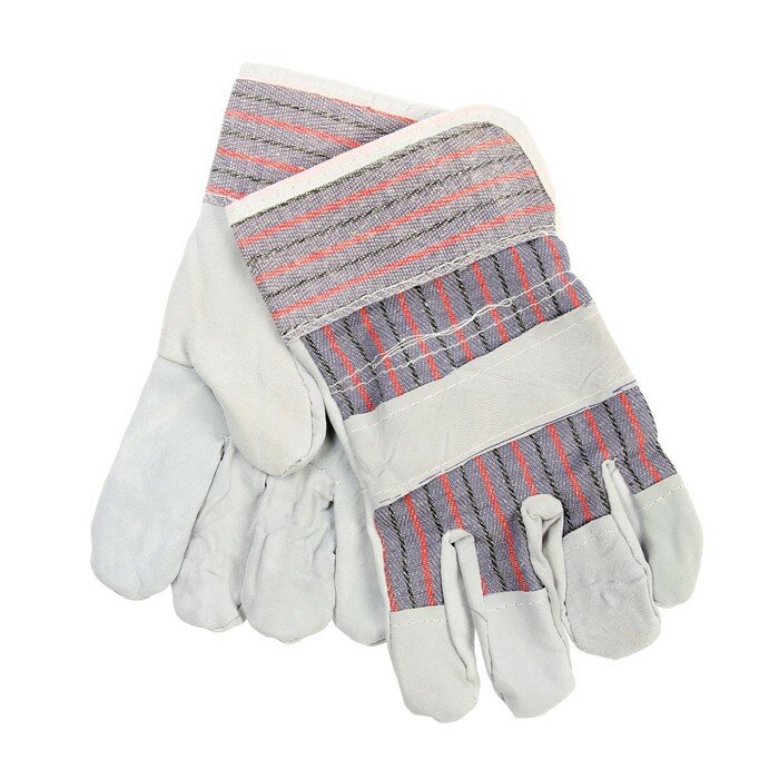 фото Краги сварщика спилковые тундра, комбинированные, пятипалые, козья кожа, 270 мм, 110 г