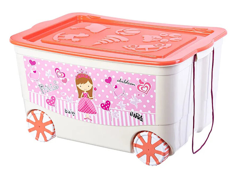 Elan Gallery KidsBox Принцесса 61x41x33cm 55L с крышкой на колёсах Ivory-Coral 640336