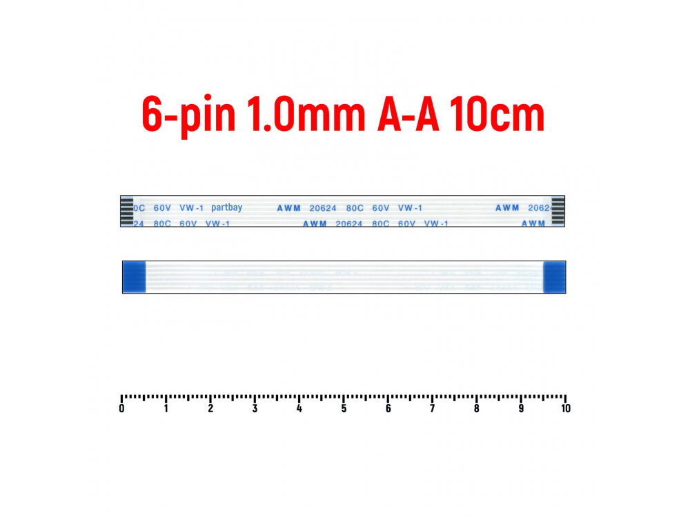 Шлейф тачпада для ноутбука Lenovo G580 FFC 6-pin Шаг 1.0mm Длина 10cm Прямой A-A AWM 20624 80C 60V VW-1