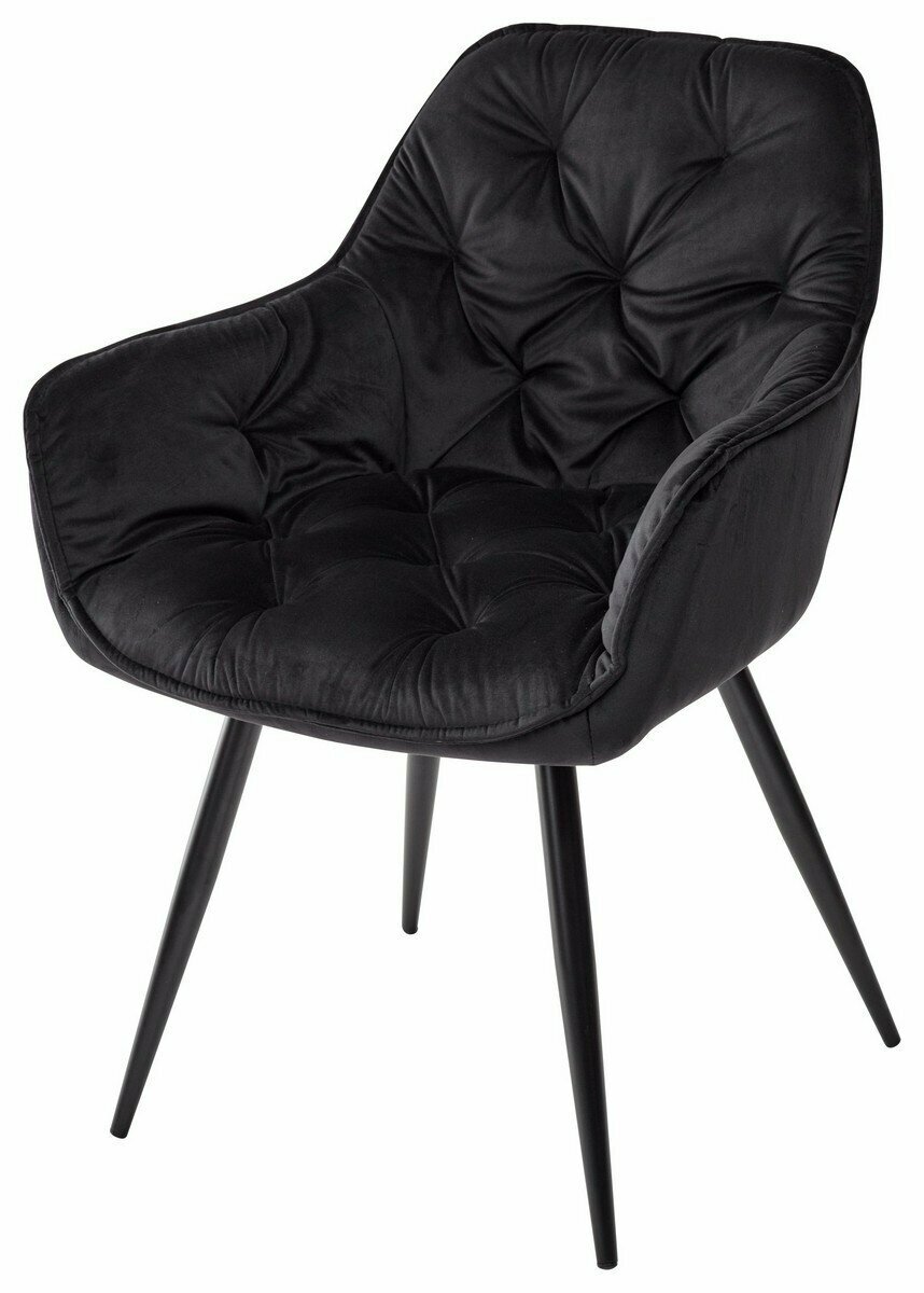 Кухонный-Обеденный Стул-кресло MALTA BLUVEL-19 BLACK, велюр / ножки чёрные . Для гостиной m-sity (м-сити)
