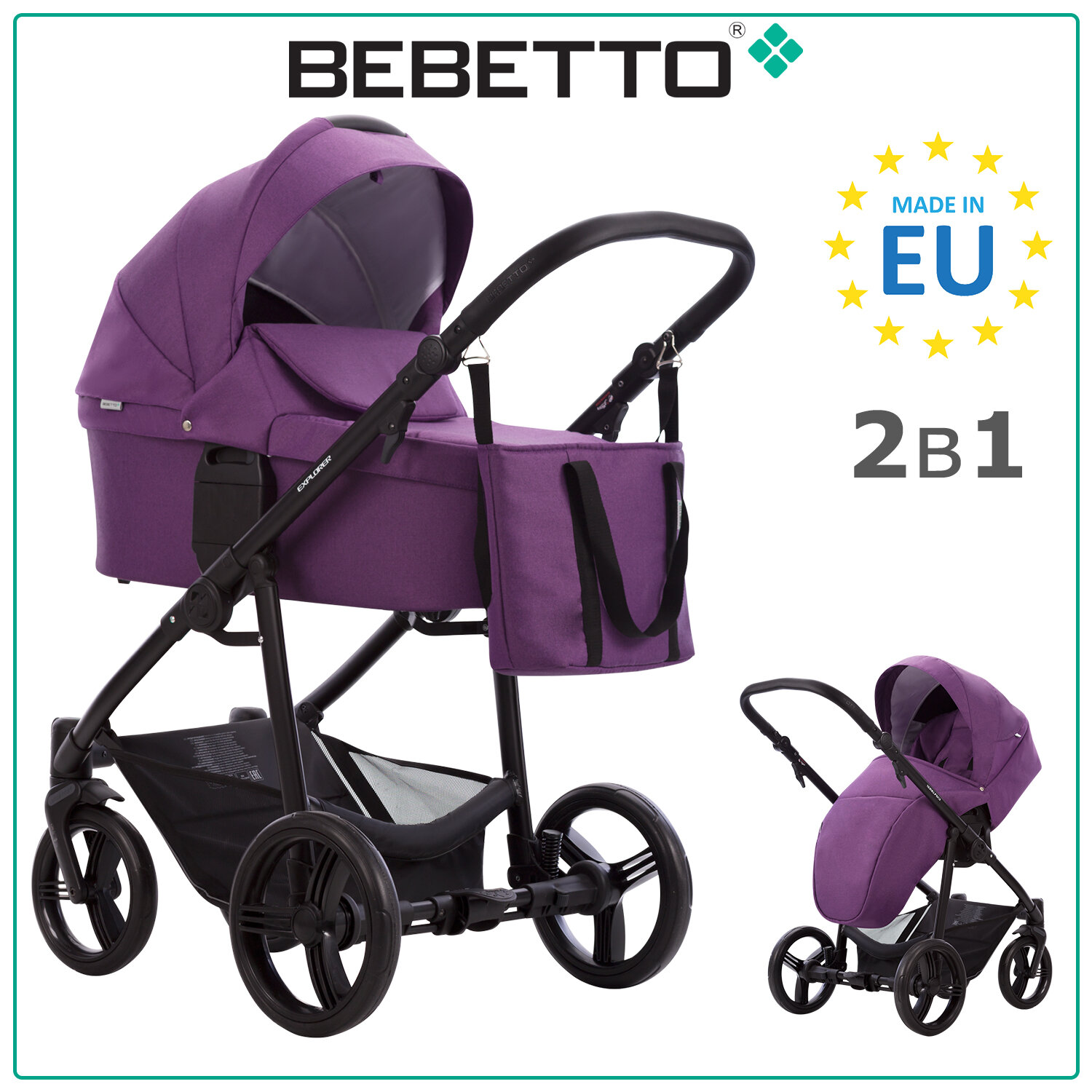 Детская коляска 2 в 1 Bebetto Explorer AIR 08_CZM