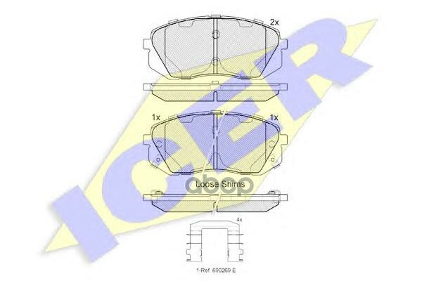 Колодки Торм.диск. Hyundai I40 Cw 1.6 Gdi 1.7 Crdi 2.0 Gdi (11-) Icer арт. 181826-201