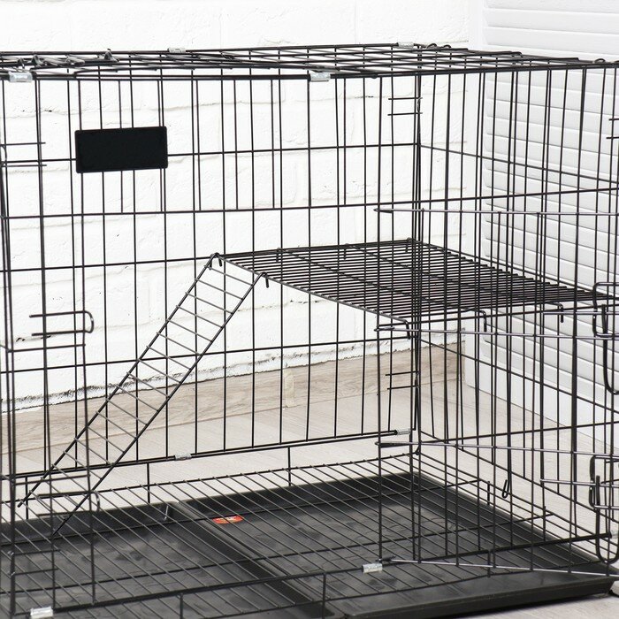 Клетка для собак и кошек, двухъярусная 70 х 50 х 60 см, чёрная - фотография № 9