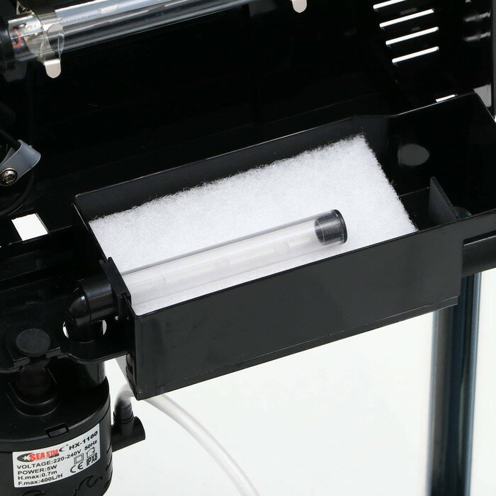 Аквариум SeaStar HX-240ZF в комплекте: LED-лампа двухцветная, фильтр 200 л/ч, 12 л, черный - фотография № 7