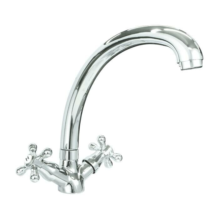 фото Смеситель для умывальника двуручный литой излив Д24 H-220мм Стандарт ЦС-СМ 26г К Мет_Крест Центр Сантехники (Подольск) СМ512017