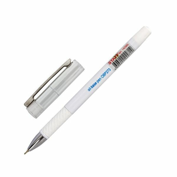 Ручка шариковая масляная с грипом STAFF "Profit Chrome-X", синяя, корпус белый, хромированные детали, узел 0,7 мм, линия 0,35 мм, 142985 (24 шт.)