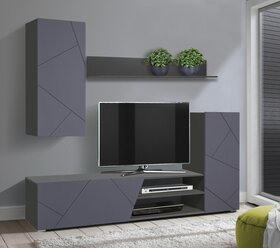 Мебель для гостиной МДФ Прага-6 диамант серый / ПВХ софт графит