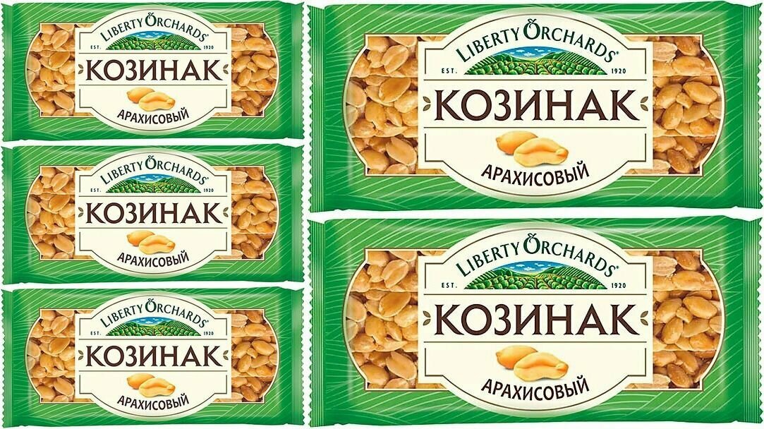 Liberty Orchards, козинак арахисовый,5шт по 150 г