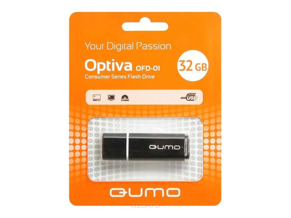 Флешка 32Gb QUMO QM32GUD-OP1 USB 2.0 черный