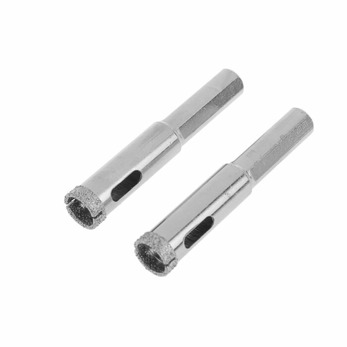 фото Сверло алмазное по стеклу и керамике тундра, трехгранный хвостовик, 12 х 65 мм, 2 шт.