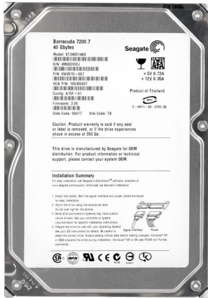 Внутренний жесткий диск Seagate 9W2015 (9W2015)