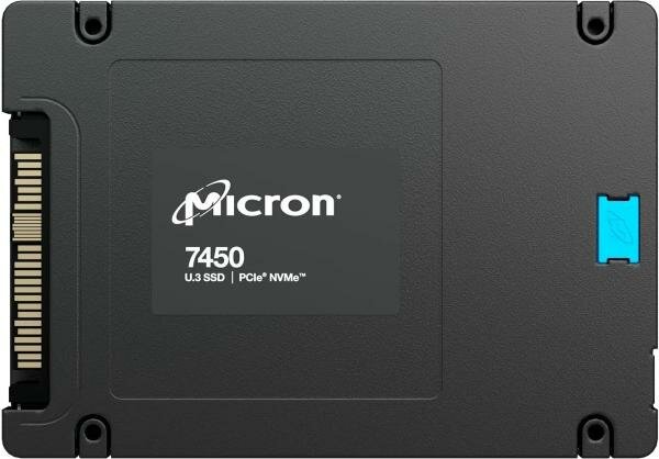 Micron SSD 7450 MAX, 800GB, U.3(2.5 15mm), NVMe, PCIe 4.0 x4, 3D TLC, R/W 6800/1400MB/s, IOPs 530 000/145 000, TBW 4300, DWPD 3 (12 мес.)