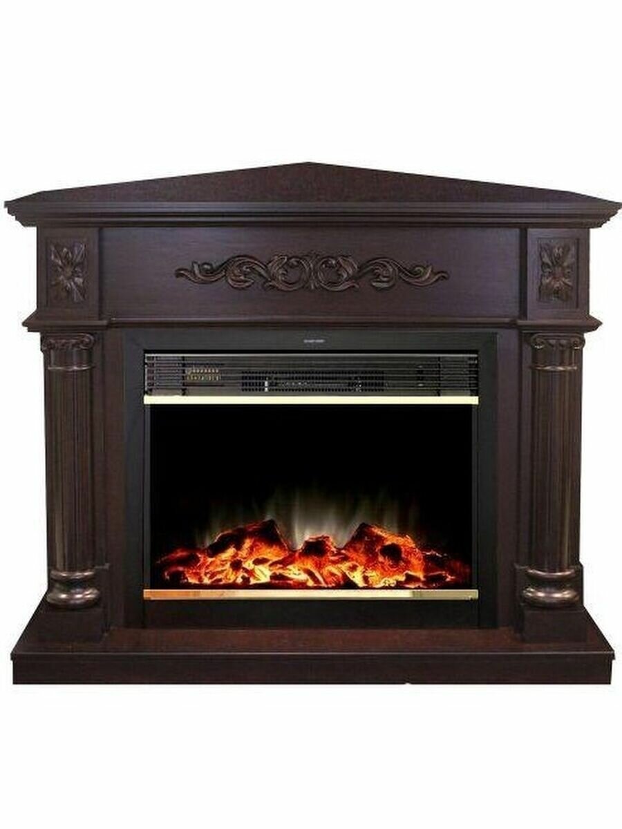 Электрокамин RealFlame Silvia Corner 26 AO-257 с очагом Moonblaze Lux Brass