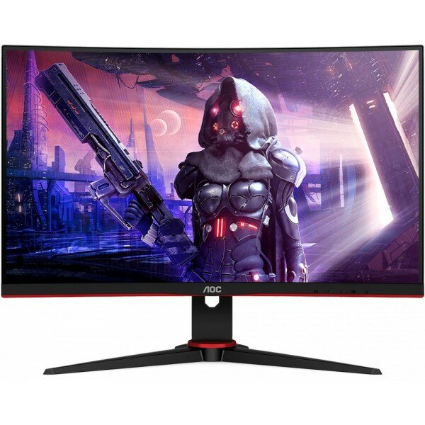 Монитор 23,6 AOC C24G2AE 1500R Curved 1920x1080 165Гц VA WLED 16:9 1ms VGA 2*HDMI DP 3000:1 80M:1 178/178 250cd Speakers HAS Sviwel Tilt Black/Red