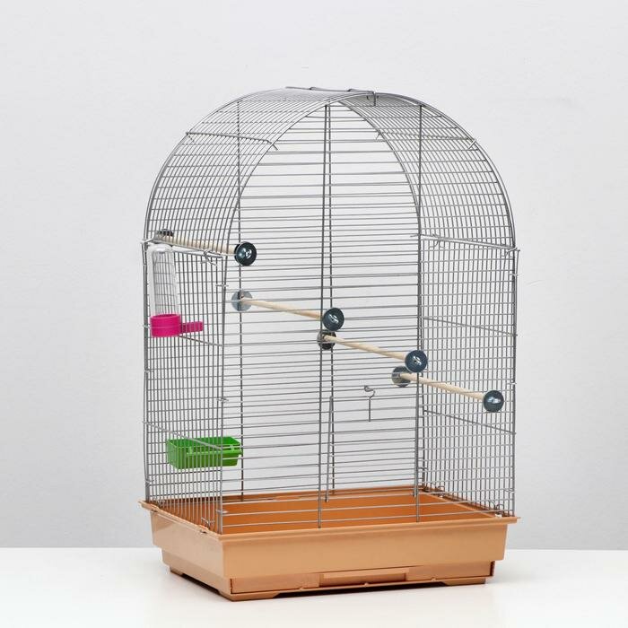 Пижон Клетка для птиц Пижон №101, хром , укомплектованная, 41 х 30 х 65 см, бежевая