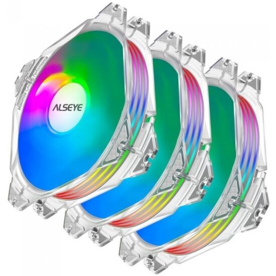 Alseye Вентилятор Alseye M120-PT d120мм (Triple Pack), 800-1700об./мин., подсветка (питание от мат.платы и разъема питания ATA HDD) (ret)