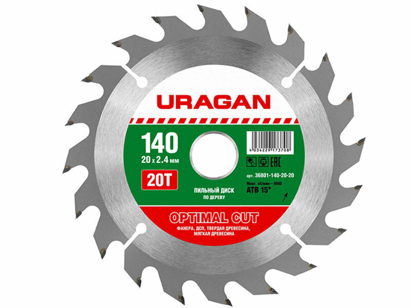 Пильный диск URAGAN Optimal Cut 36801-140-20-20 140х20 мм